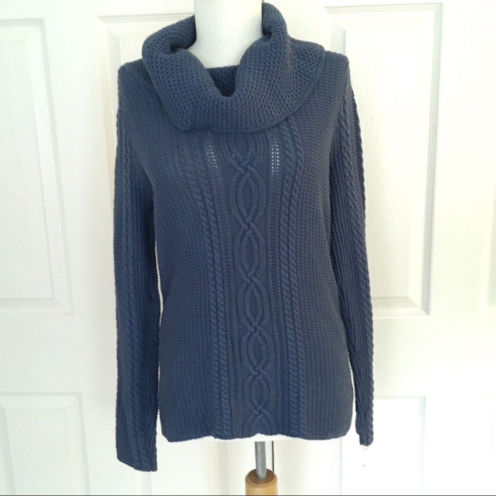 JEANNE PIERRE Navy Blue Cowl Neck Sweater